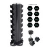 Rubber Dumbbell And 8-Tier Vertical Storage Rack Package Deal