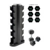 Rubber Dumbbell And 6-Tier Vertical Storage Rack Package Deal